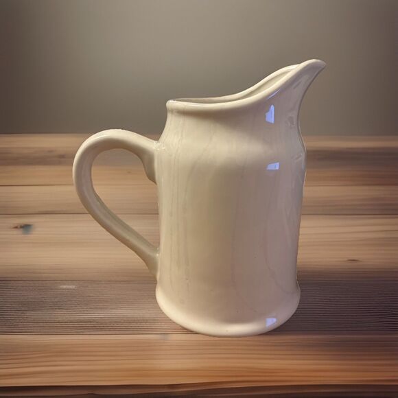 Home Essentials White Ceramic Pitcher Milk Farm House Cottagecore Country Boho - Picture 4 of 9